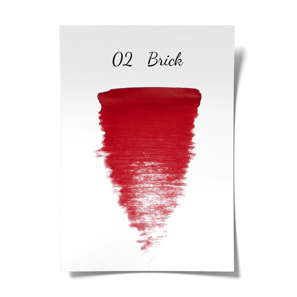 The Pigment 02 Brick pigment in a 15ml bottle, showcasing its rich, earthy brick color and packaging design.