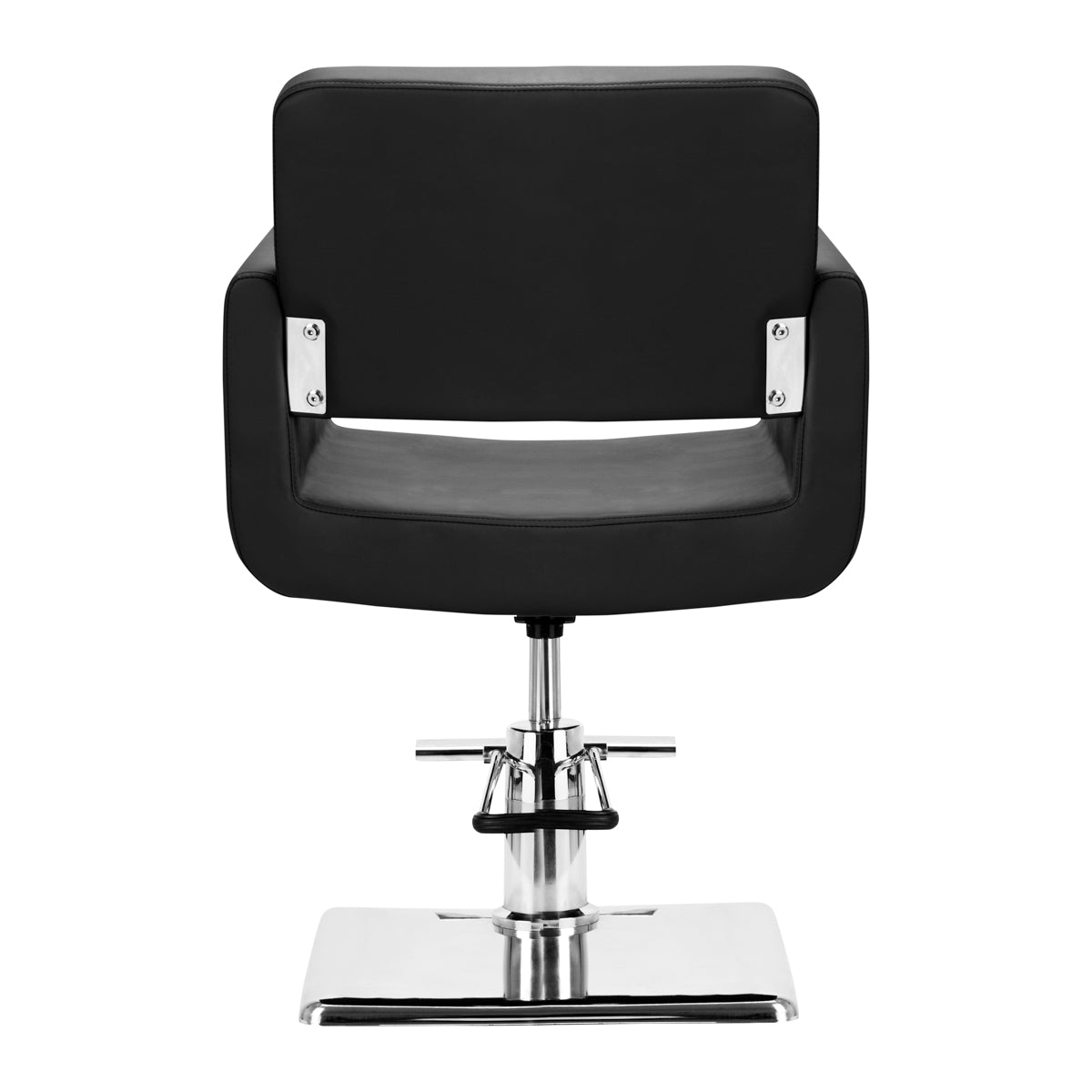 Black Gabbiano Helsinki hairdressing salon chair with padded seat and backrest, adjustable height, and modern design.