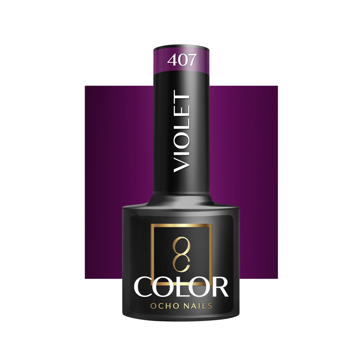 OCHO NAILS Hybrid nail polish violet 407 in a 5g bottle, featuring a glossy violet color for manicures and nail art.