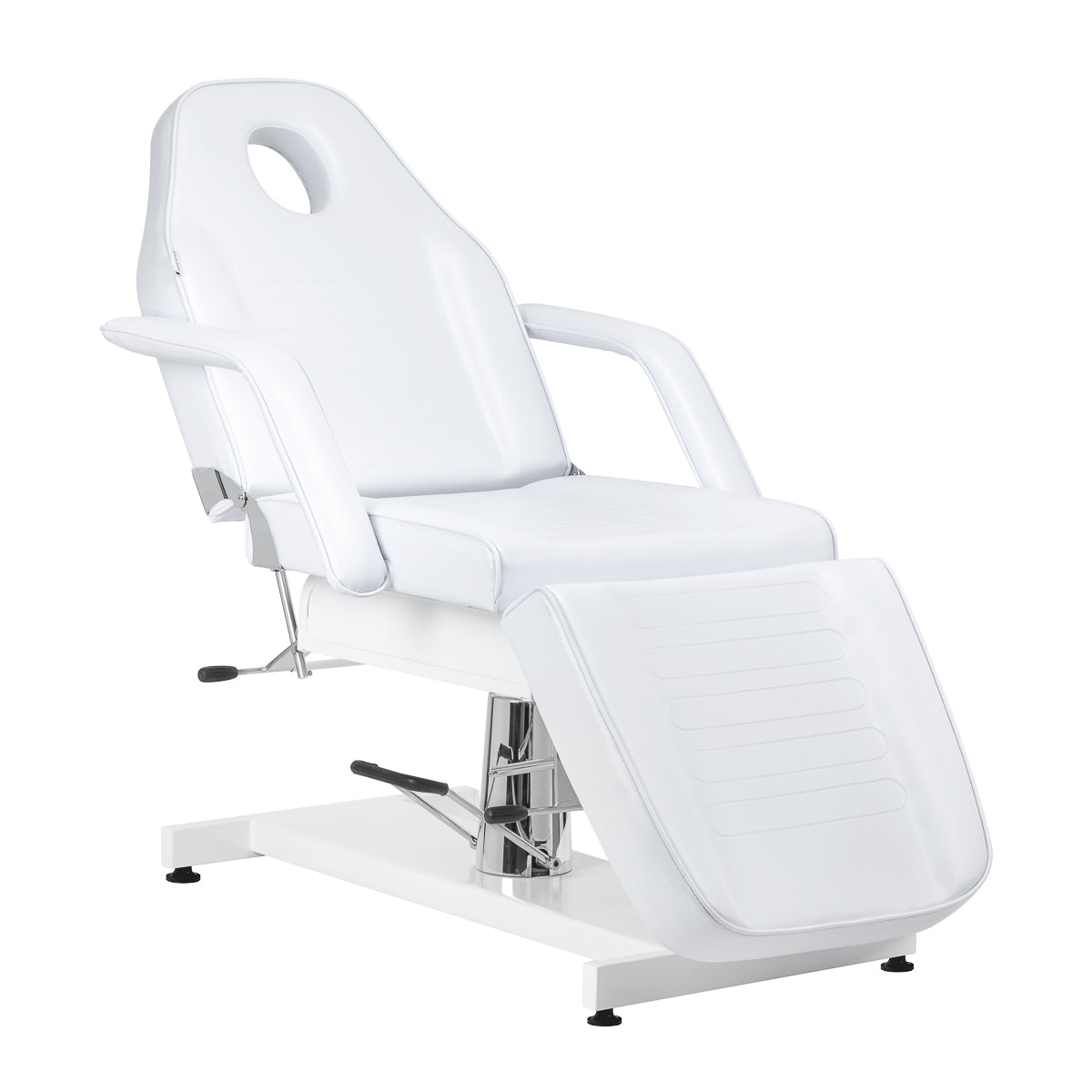 White SILLON hydraulic cosmetic chair V2 210, beauty salon furniture with adjustable height and cushioned seating.