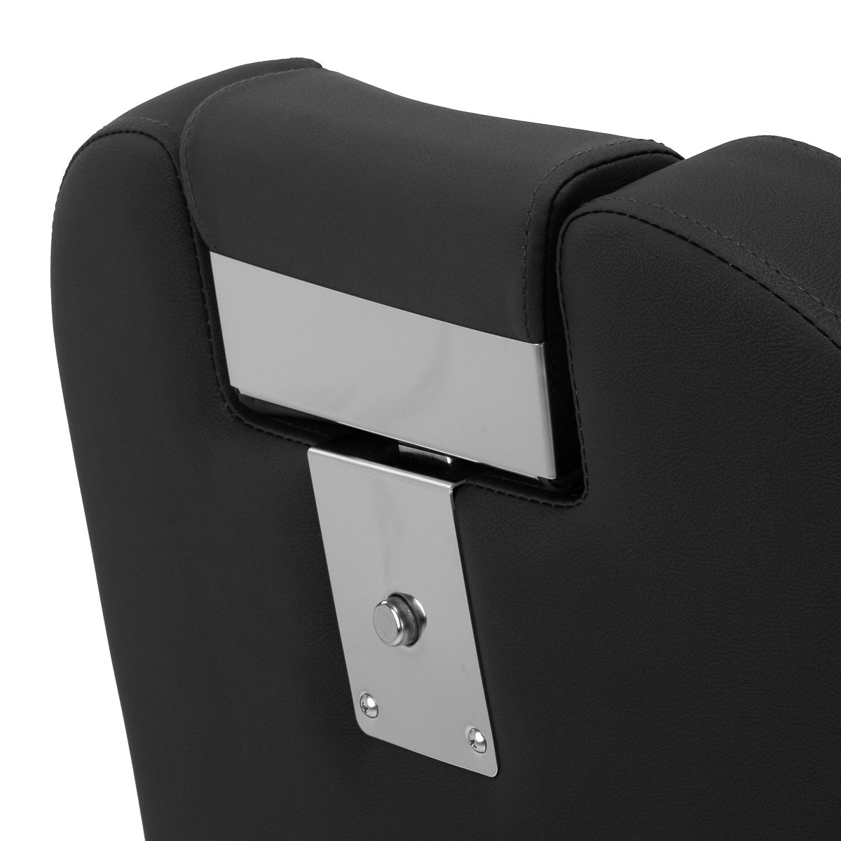 Gabbiano Bruno barber chair with graphite frame and black upholstery, barbershop furniture for professional grooming.