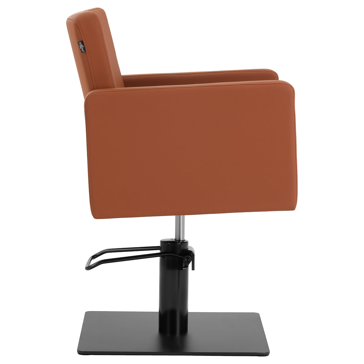 Brown Gabbiano Vitoria hairdressing chair with padded seat and backrest, adjustable height, and armrests for salon use.