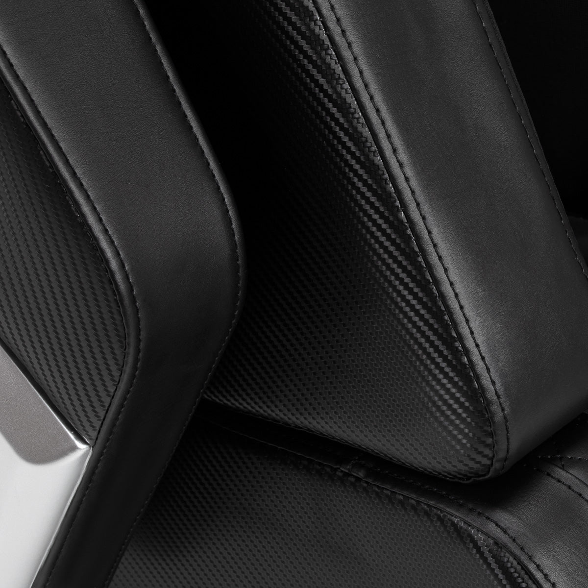 Black Sakura Prime 108 massage chair with padded armrests and sleek design, showcasing its modern massage furniture features.