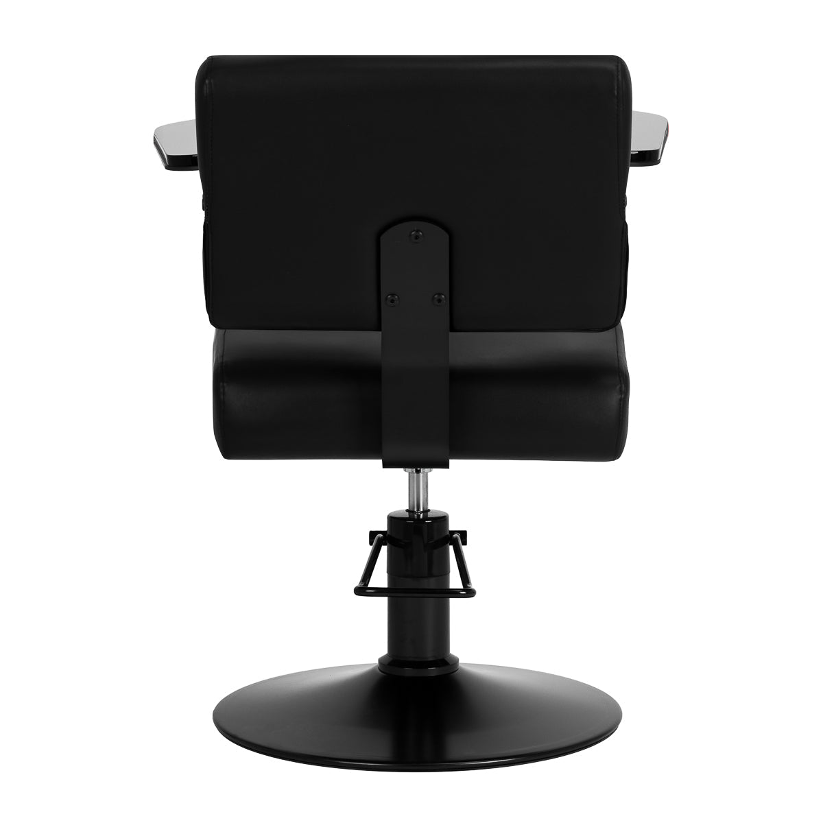 Black Jet Noir hairdressing chair by HAIR SYSTEM featuring a sleek design and cushioned seat for salon styling.