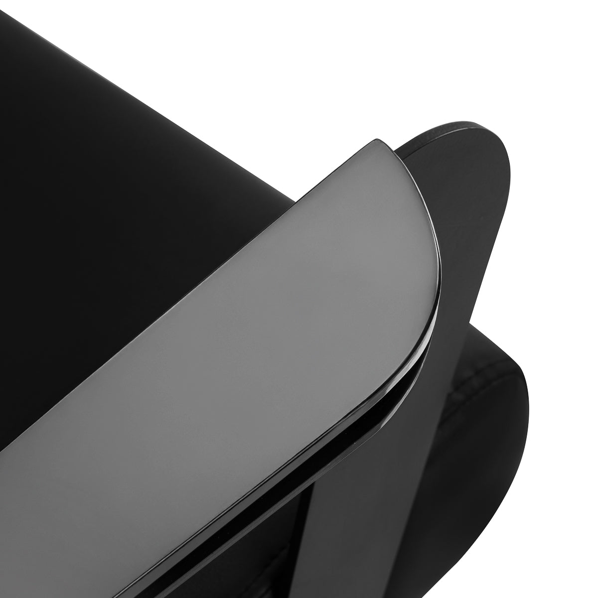 Black Jet Noir hairdressing chair by HAIR SYSTEM with a sleek, modern design and adjustable height for salon use.