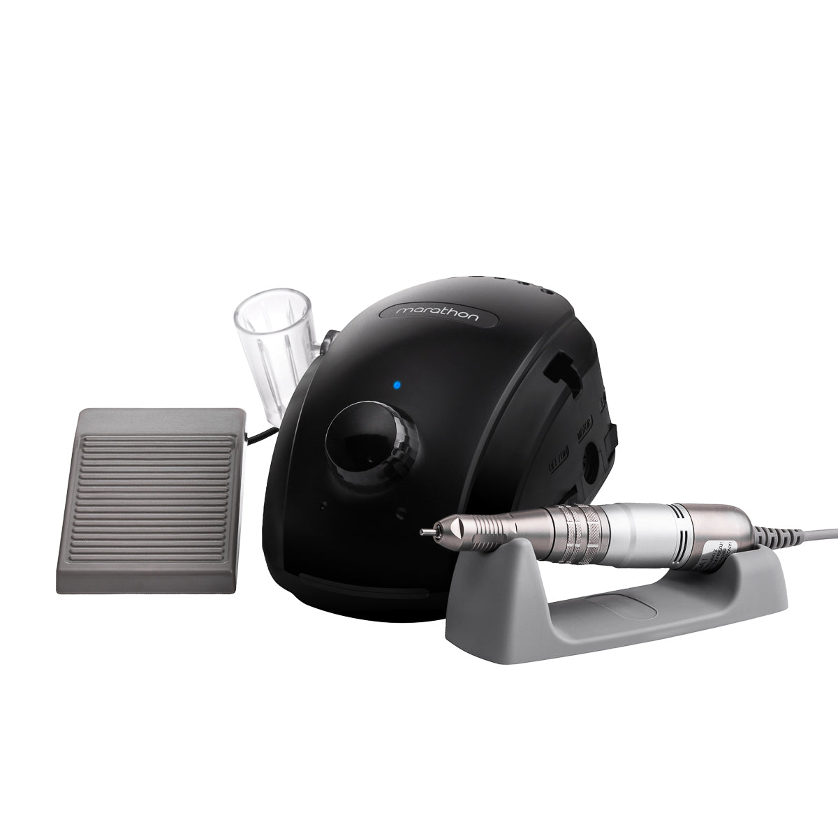 Saeyang Marathon 3 Champion NEW black nail drill with H200 handpiece, professional electric manicure and pedicure tool.