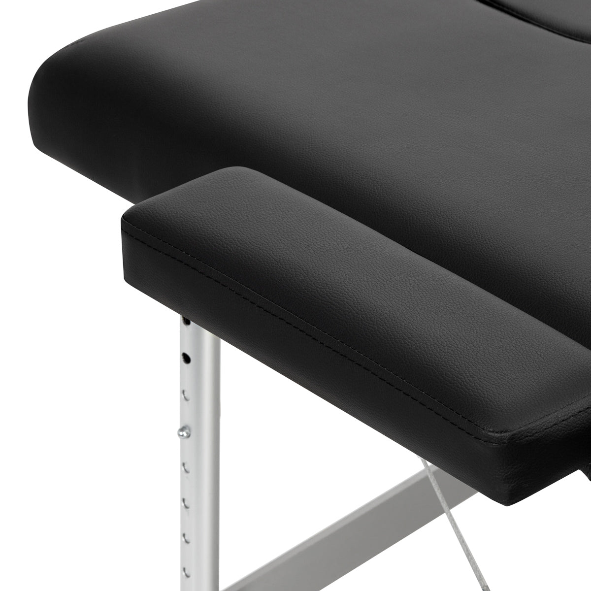 BALANCE aluminium folding massage table with two segments in black, featuring a sturdy, portable design for professional massage therapy.