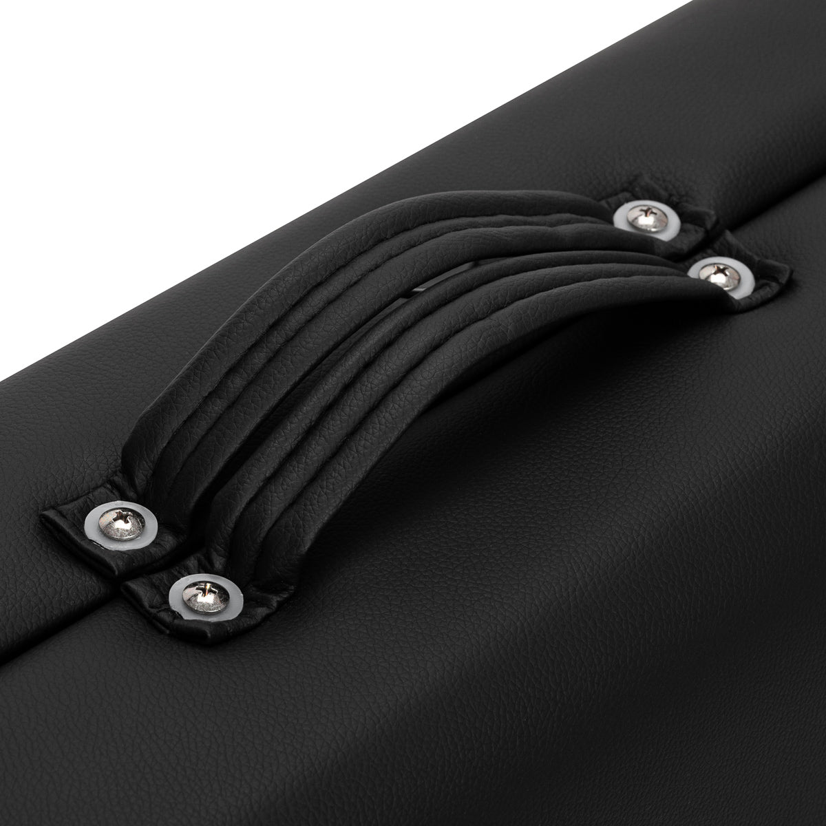 Black BALANCE aluminium folding massage table with two segments, featuring a sturdy, portable massage furniture design.