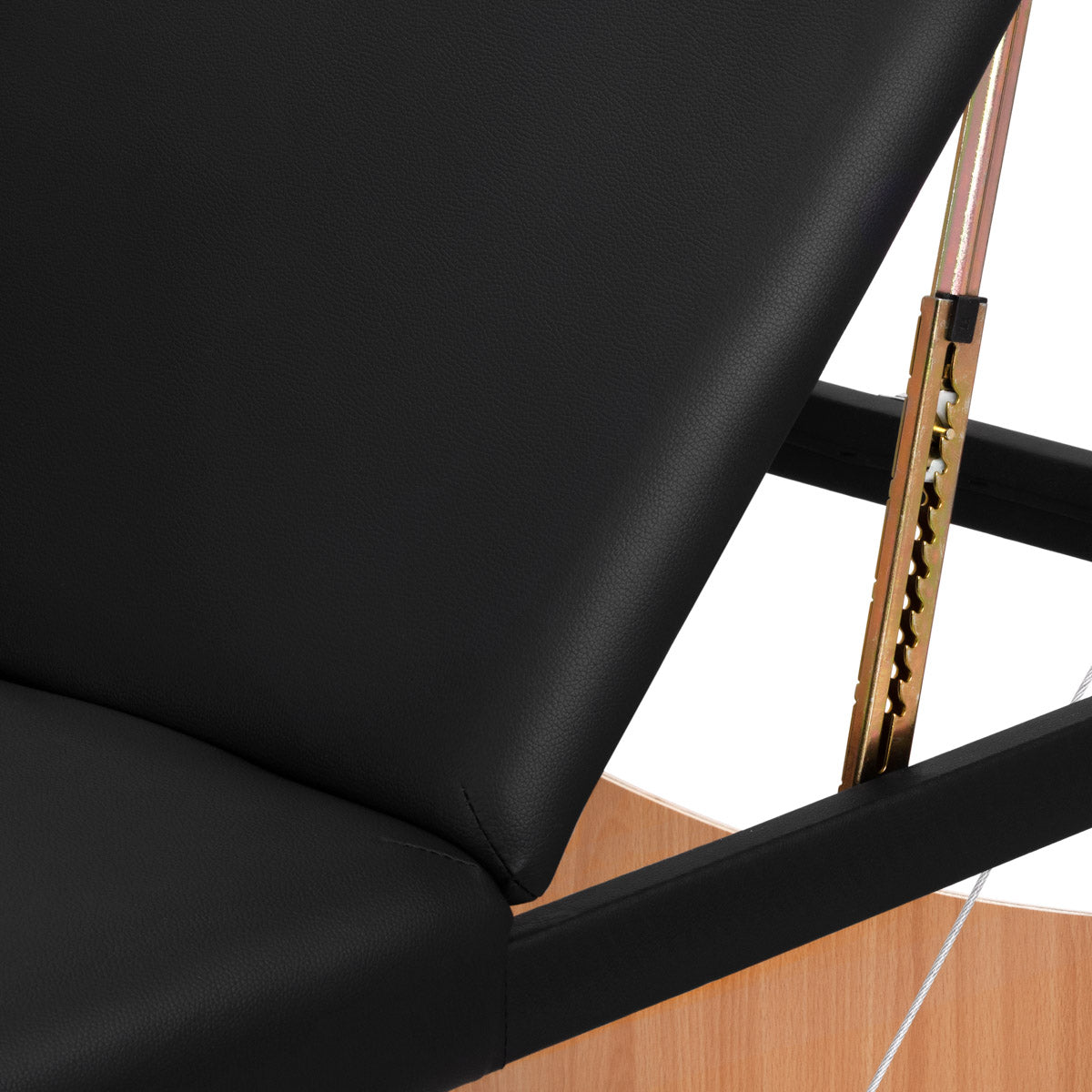BALANCE wooden folding massage table with black finish, three-segment design, lightweight and portable for professional massage therapy.