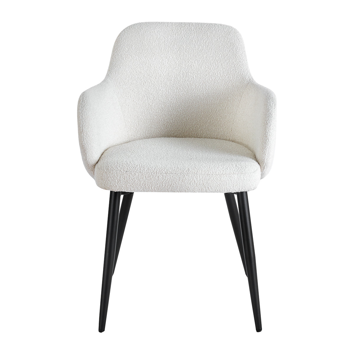 4RICO Intra white sherpa chair with rounded backrest and black metal legs