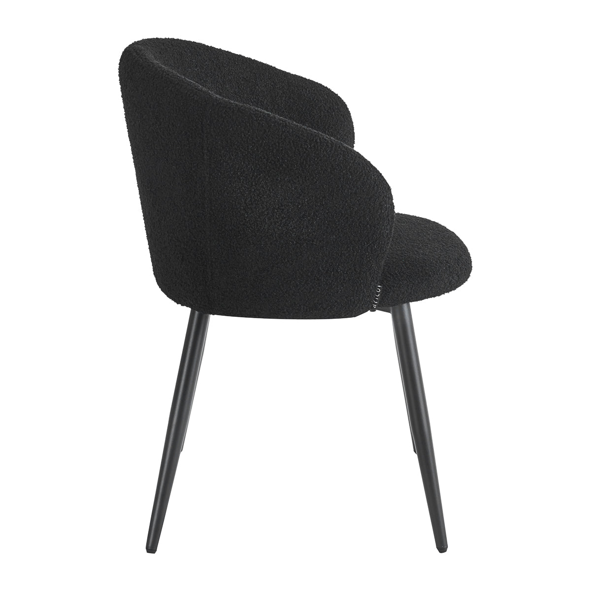 4RICO Asola black sherpa chair with rounded backrest and black metal legs