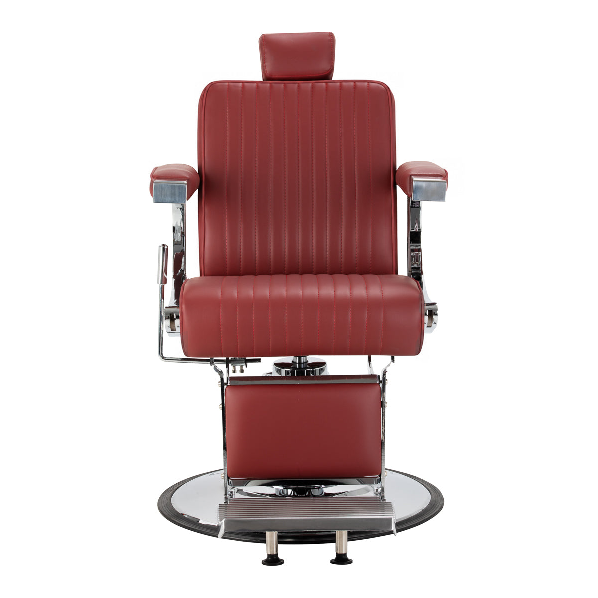 Gabbiano Visionerio+ υδραυλική καρέκλα barber – Κόκκινη, χρωμιωμένος σκελετός; μπροστινή όψη