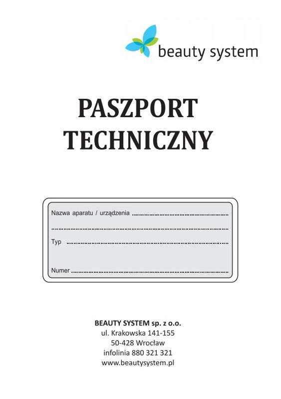 Beauty System technical passport overview and establishment document for Zero product line, showcasing key product details.