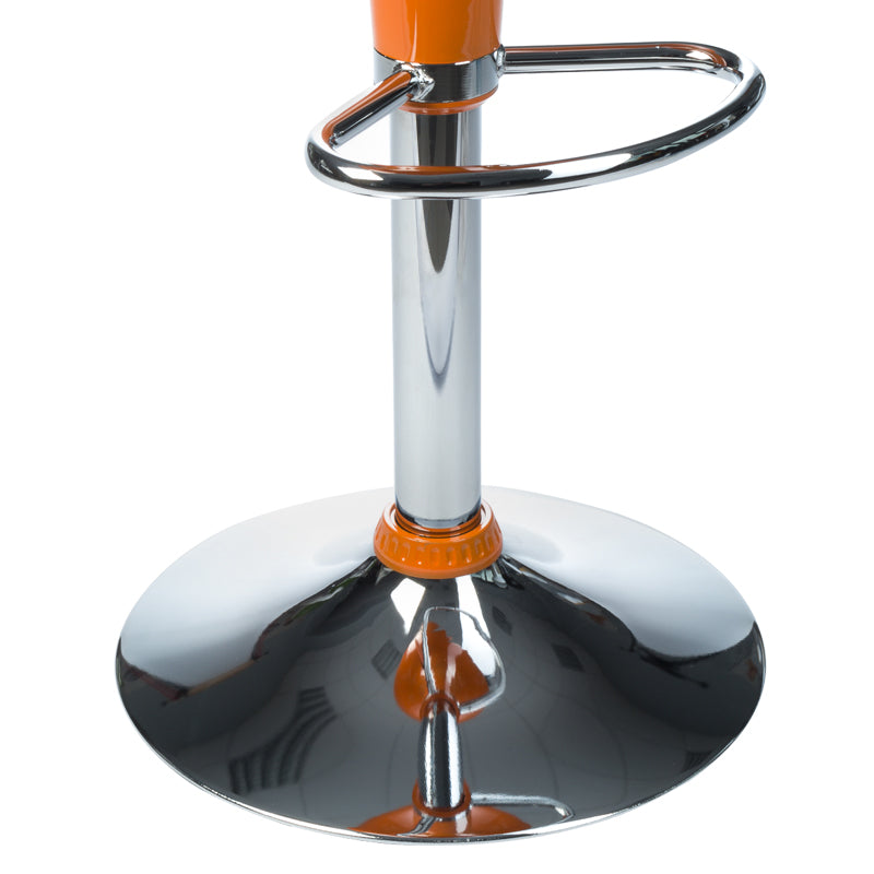Orange bar stool BX-1002 by Beauty System with a sleek design and padded seat, shown from a side angle.