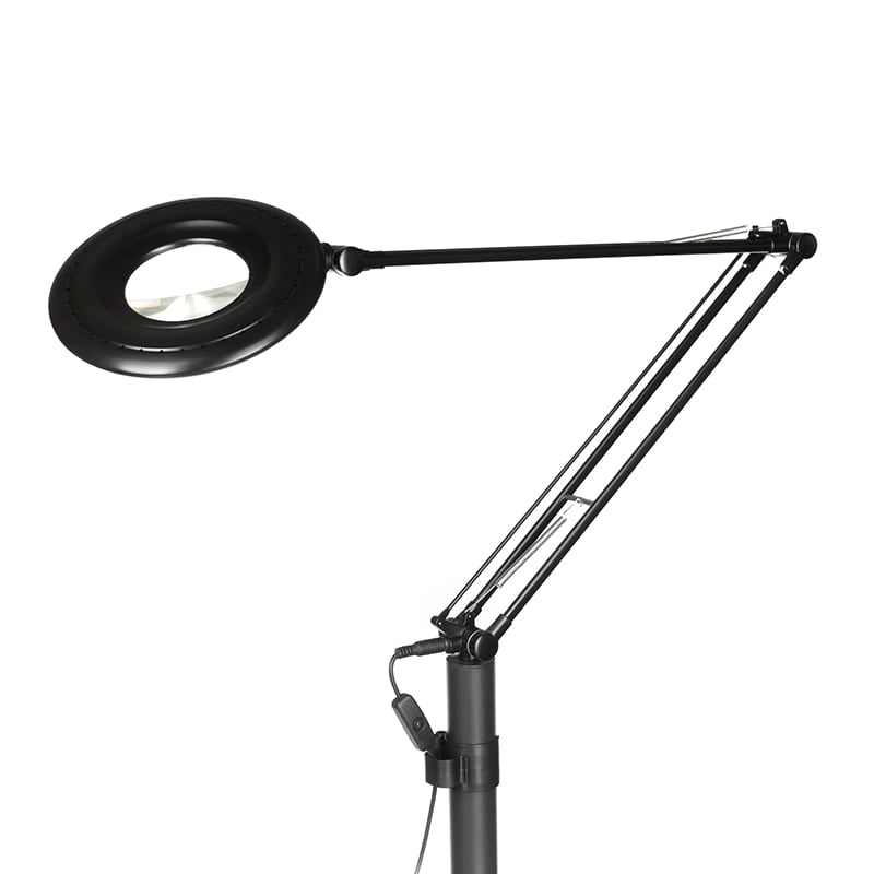 INKOO LED lamp with magnifier by Beauty System, featuring adjustable arms and bright LED lights for detailed work or reading.