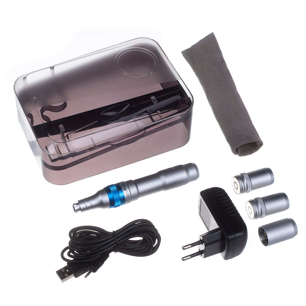 Dermapen Dr Pen A6 Ultima by Beauty System with needle cartridge and control buttons, used for skin rejuvenation and microneedling.