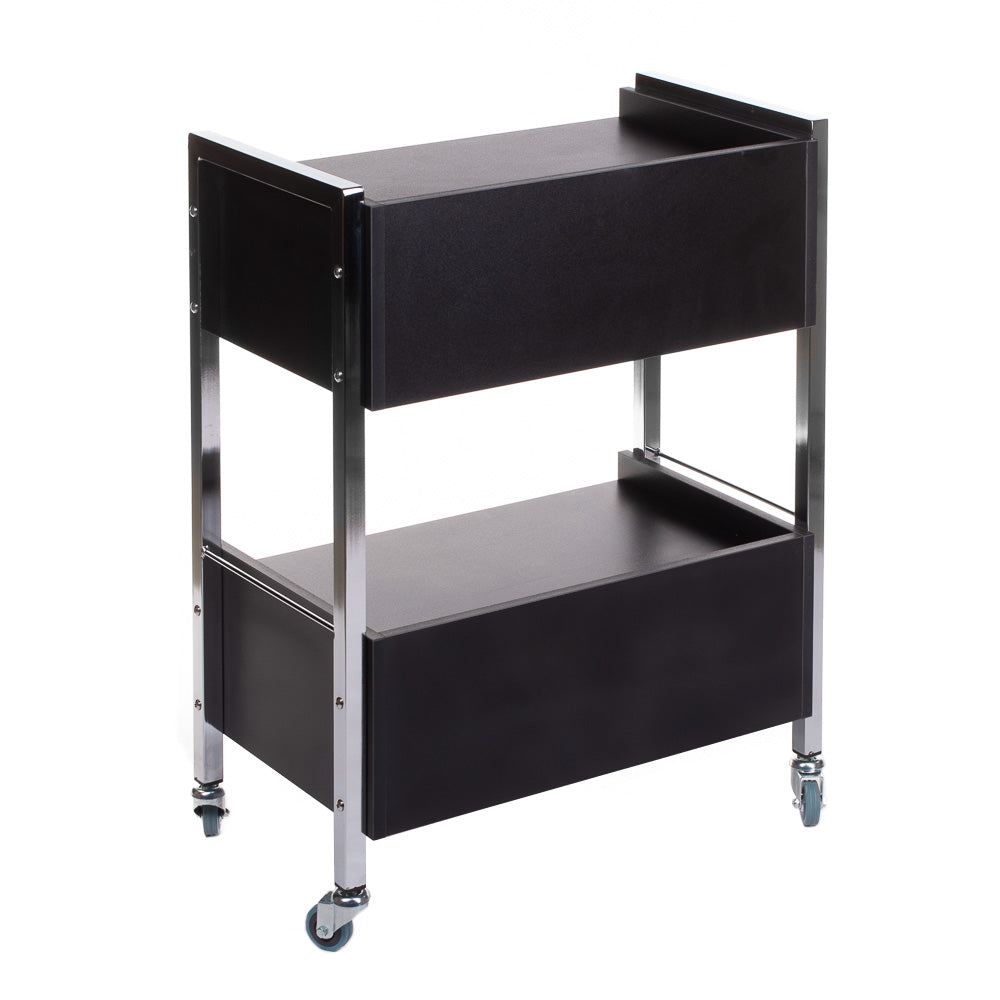 Black cosmetic cabinet BD-6004 by Beauty System with multiple drawers and storage space for beauty products.
