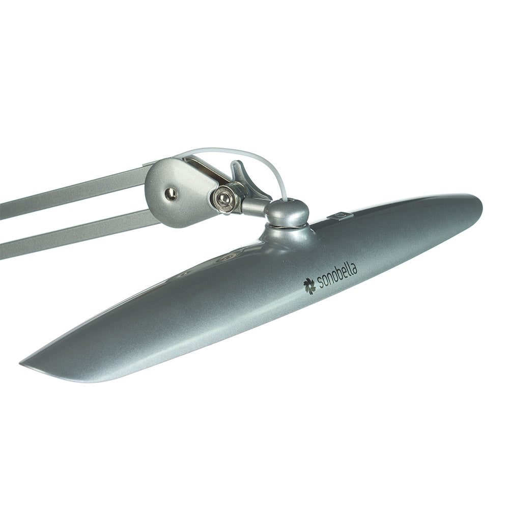 Silver LED workshop lamp BSL-01 by Beauty System with 24W clip-on design, adjustable arm, and bright illumination.