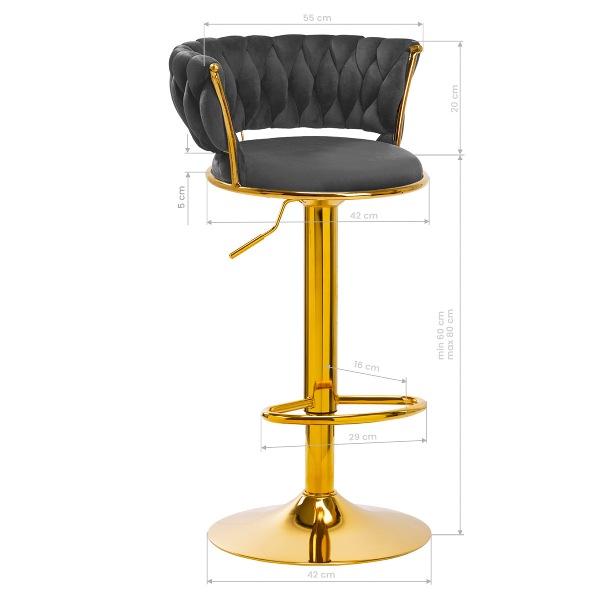 4Rico Bar Hocker QS-B313a gray velvet - BVShop