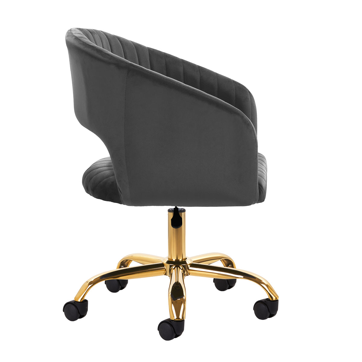 Gray 4Rico swivel office chair with adjustable height and armrests, featuring a cushioned seat and modern ergonomic design.