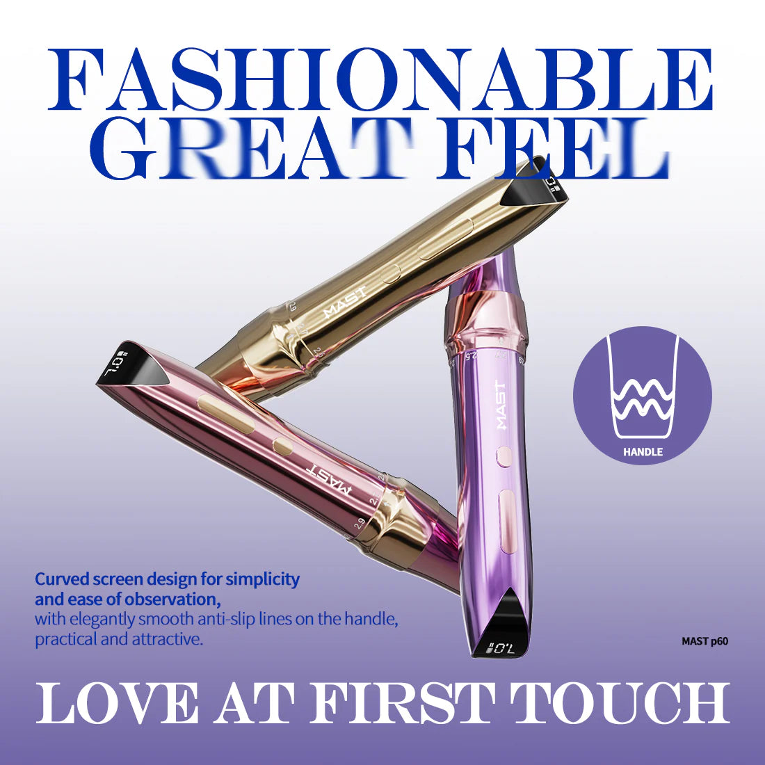 Mast P60 Diamond Edition wireless tattoo machine in pink with sleek design and ergonomic grip for precise tattooing.