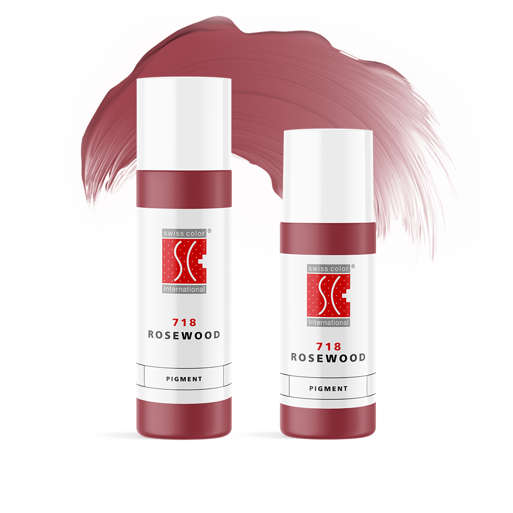 Swiss Color 718 Rosewood PMU lip pigment in warm rosewood shade