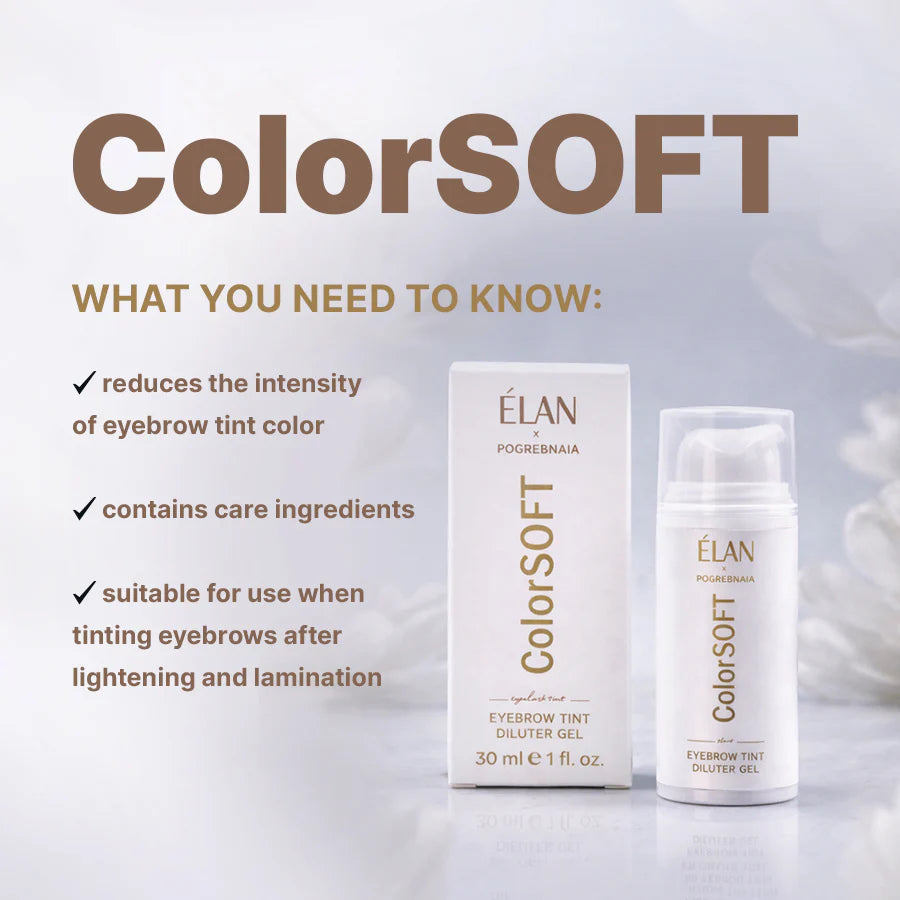 ELAN ColorSOFT eyebrow tint diluter gel mixing guide for brow artists