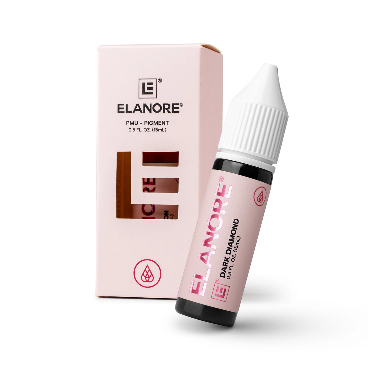 The Pigment x ELANORE Dark Diamond pigment bottle with packaging, 15ml container of shimmering dark pigment for cosmetic use