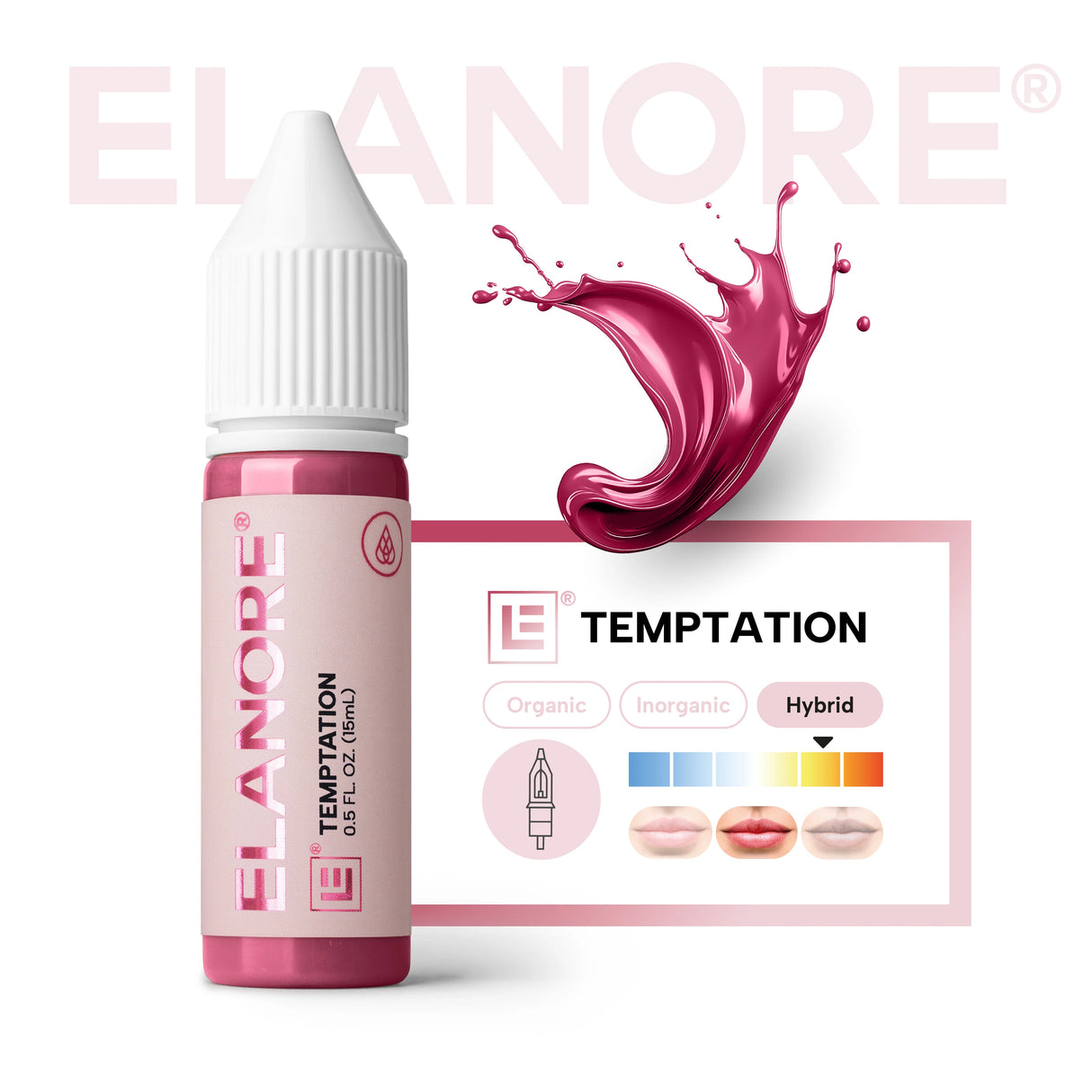 Close-up of The Pigment x ELANORE Temptation Pigment 15ml jar with detailed label and vibrant color inside.