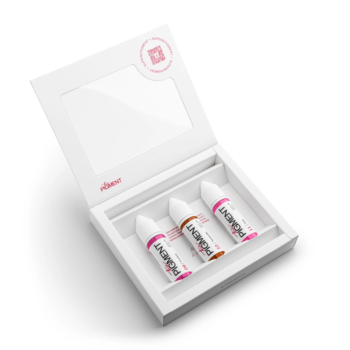 The Pigment PMU Lip Pigment Collection featuring three 15ml bottles of lip color pigments by The Pigment.