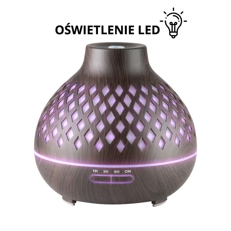 Aroma diffuser air humidifier spa 10 dark wood 400ml + timer - BVShop