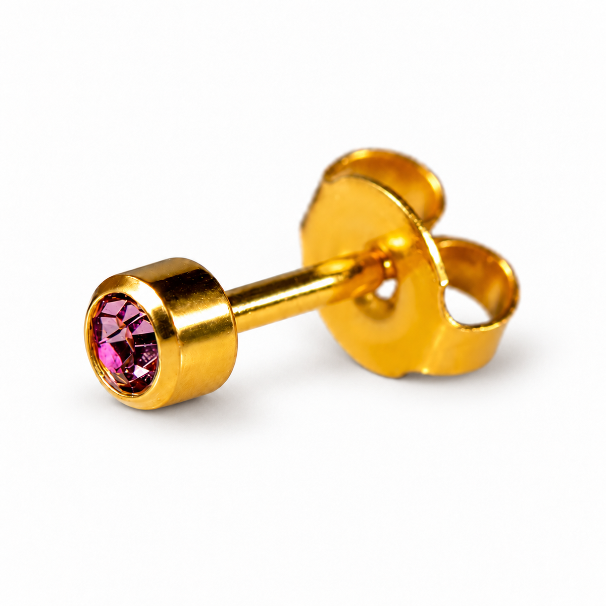 Caflon Blu Piercing Earrings Alexandrite 4 mm (24ct Gold Plated)