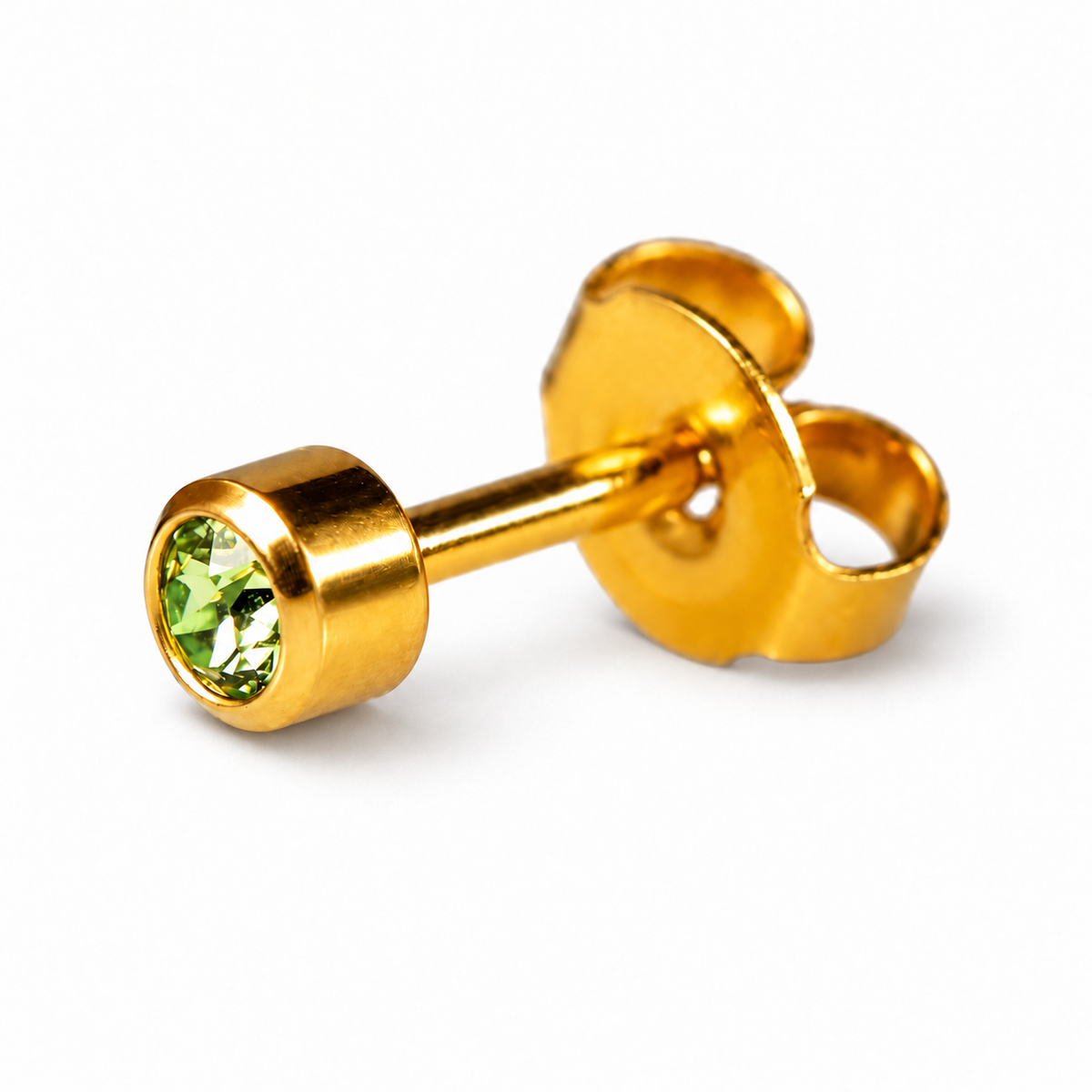 Caflon Blu Piercing Earrings Peridot 4 mm (24ct Gold Plated)