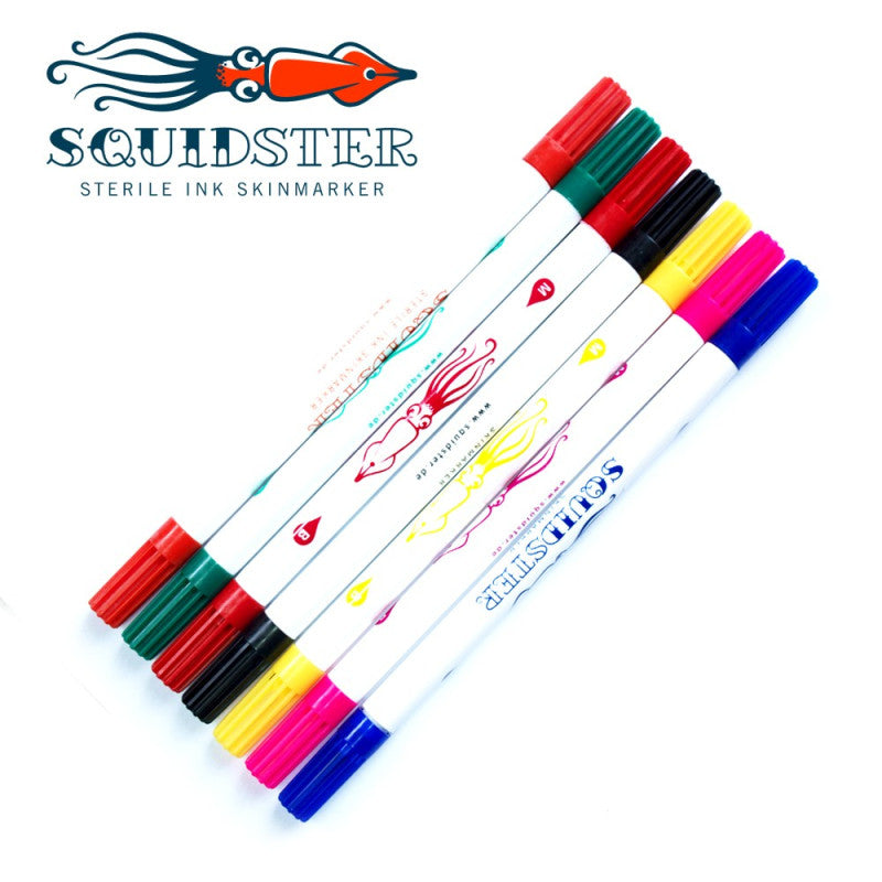 Squidster Ultra Durable Double-Sided Marker, Mini size, single black marker with fine and broad tips for versatile drawing and coloring.