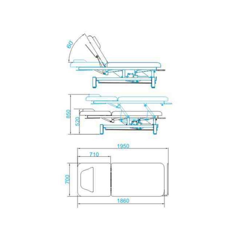 Electric bed for massage azzurro 684 1 strong White - BVShop