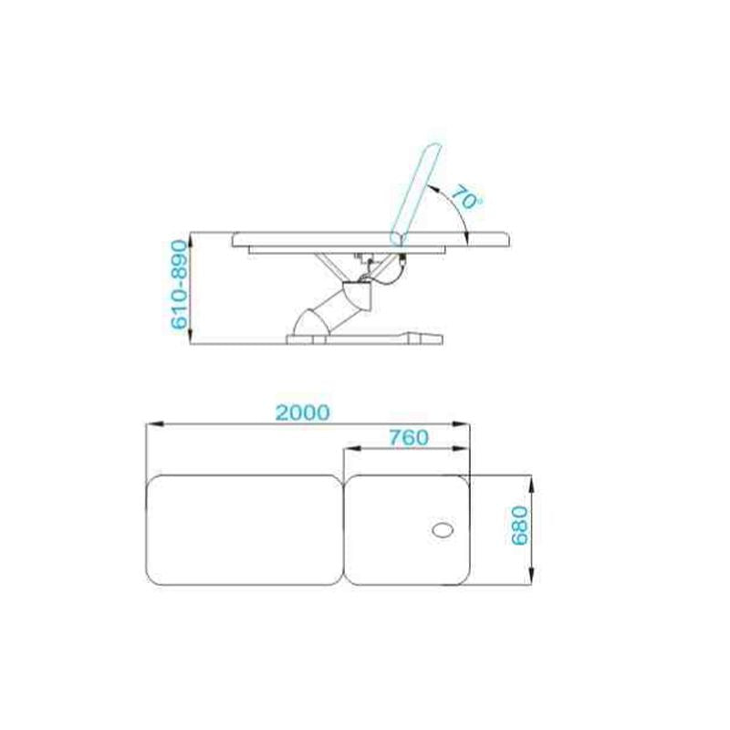 Electric bed for massage azzurro 808 2 pot. White - BVShop