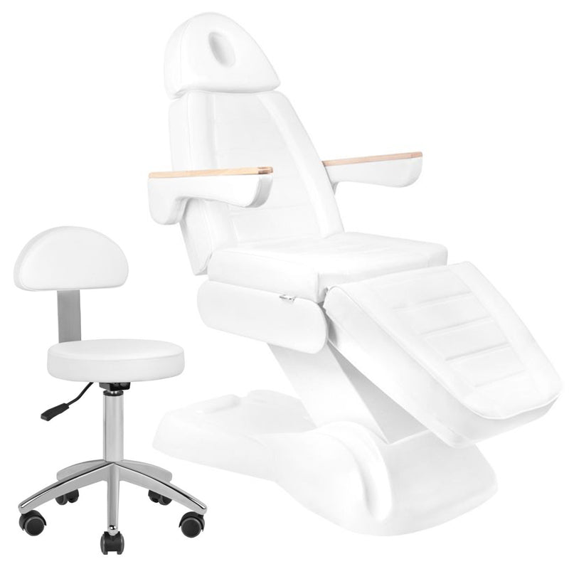 Electric cosmetic chair lux 273b + stool 304 white - BVShop