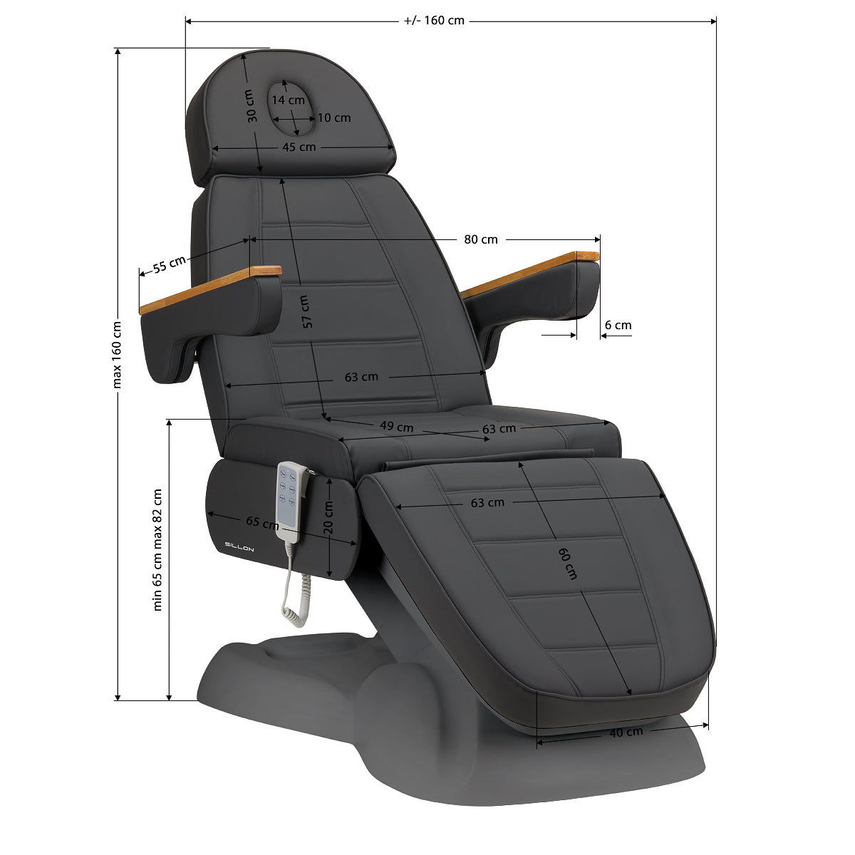 Electric cosmetic chair SILLON Lux 273b 3 actuators gray with gray base - BVShop