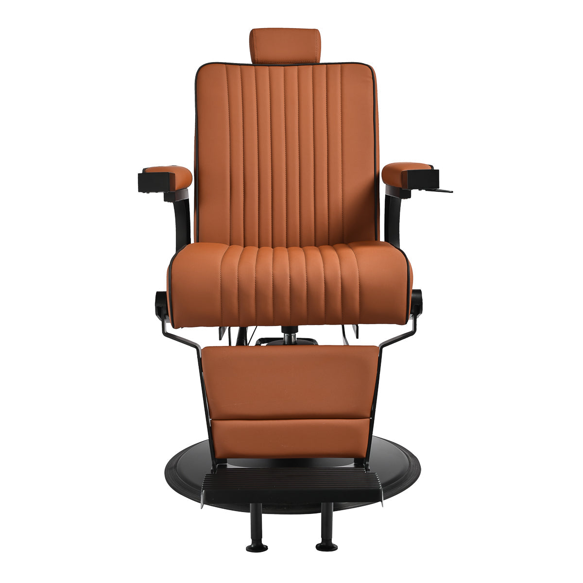 Gabbiano Levi barber chair with black frame brown without stitching at the back - BVShop