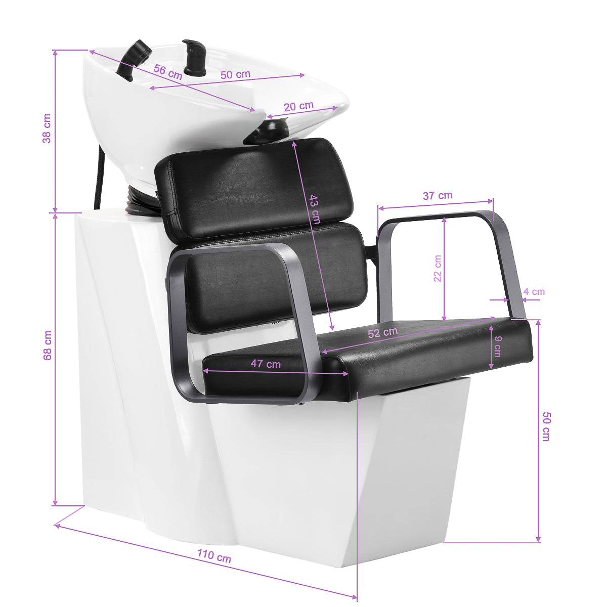 Gabbiano Porto grey and black hair wash unit for salon, featuring a comfortable chair and basin for hairdressing services.