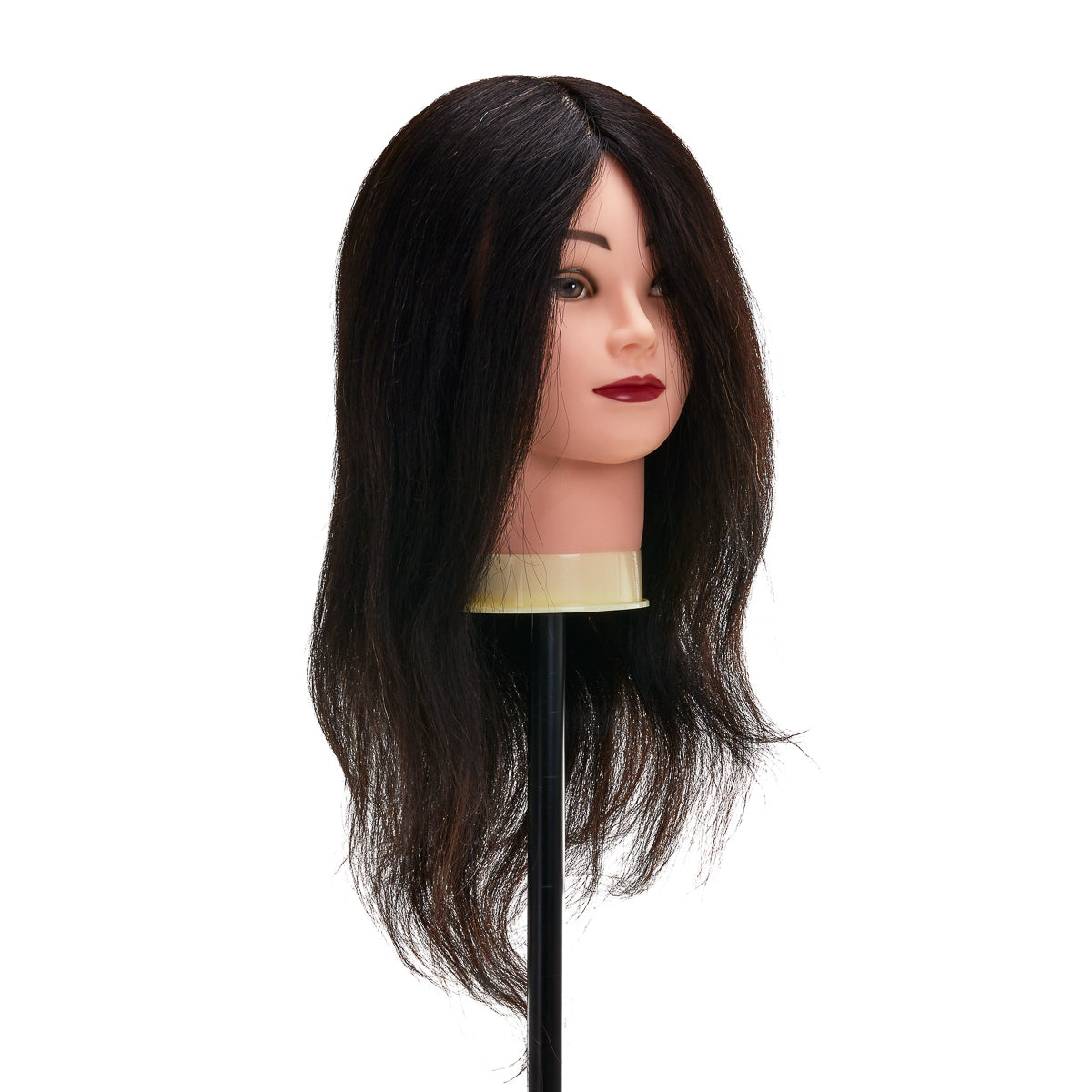 Gabbiano WZ1 hairdressing training head, natural hair, color 1#, length 16" - BVShop