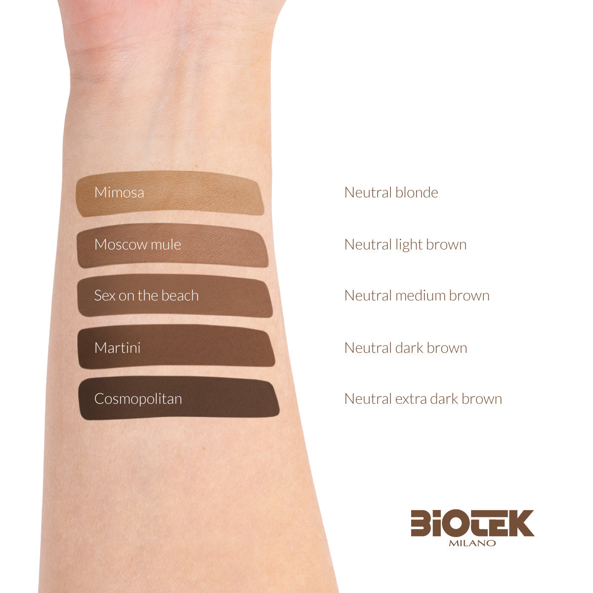 Biotek Moscow Mule pigment 15ml liquid swatches showing vibrant orange and copper inorganic color samples.