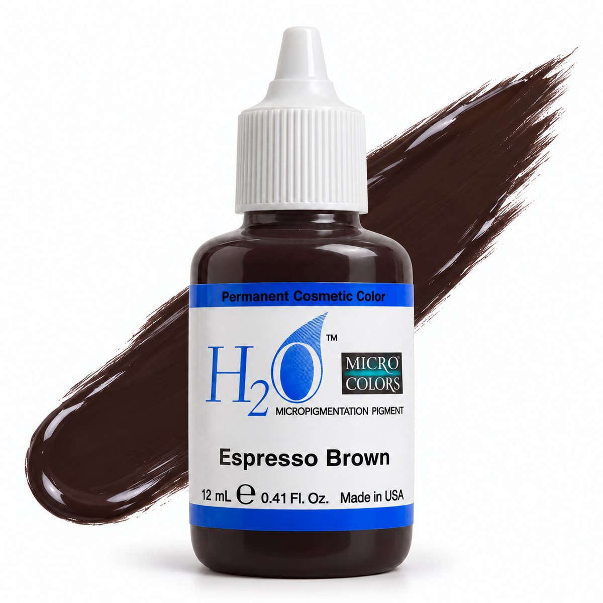 Li Pigments Micro Colors H2O Espresso Brown Practice Pigment 12ml — bottle with pigment colour smear