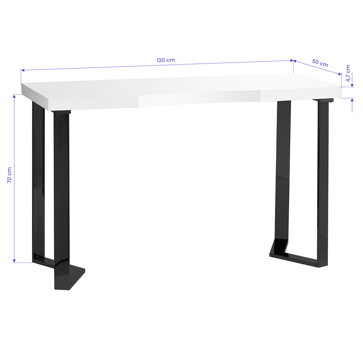 MOMO Momo 05-BL cosmetic desk with sleek black finish, featuring a spacious tabletop and storage drawers for makeup and beauty tools.