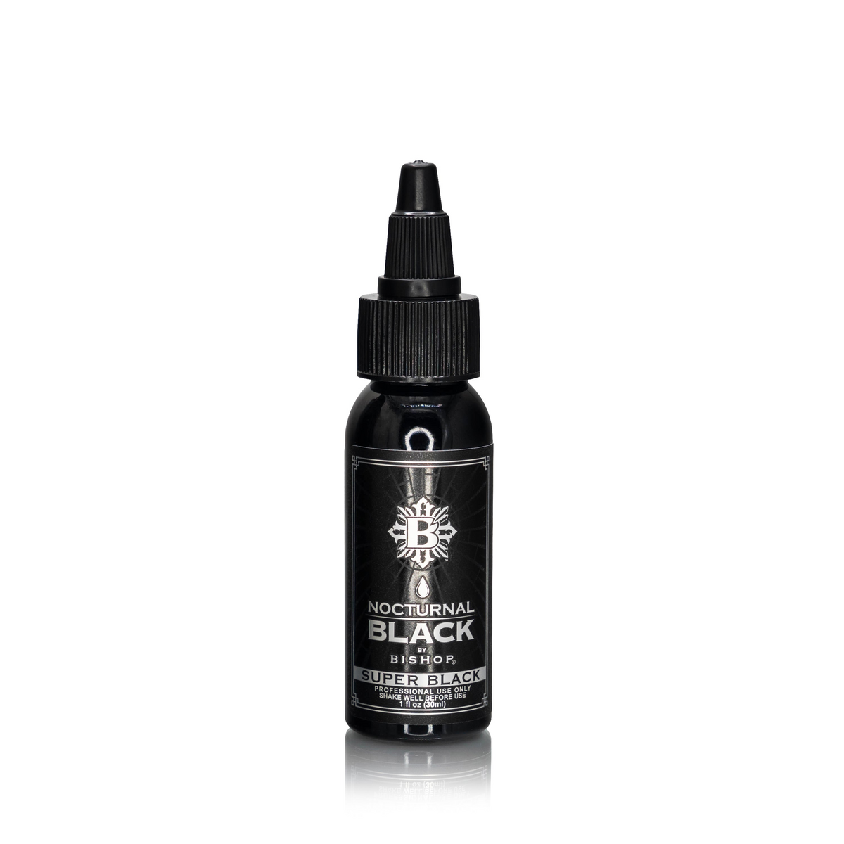 Nocturnal By Bishop Super Black 30ml — φιάλη σε λευκό φόντο