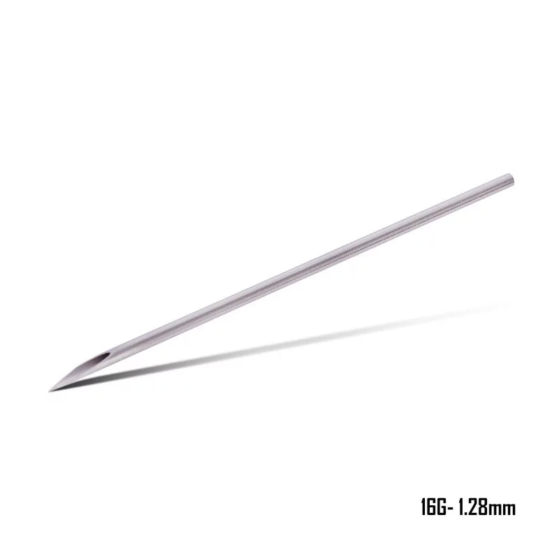 Killer Ink Precision Straight Piercing Needles arranged in a row, designed for professional body piercing procedures.