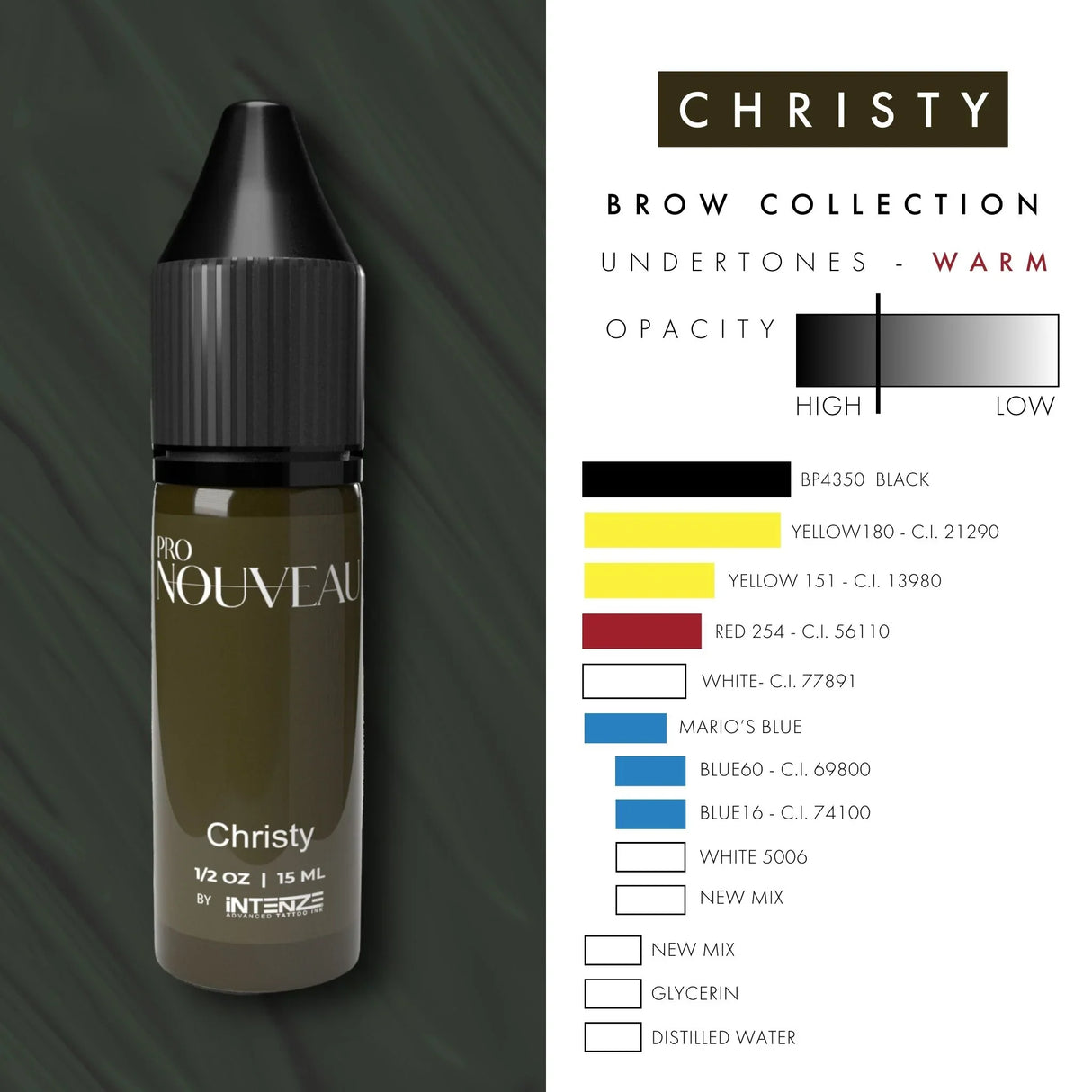 Pro Nouveau Brow Pigments by Intenze Christy 15ml - BVShop