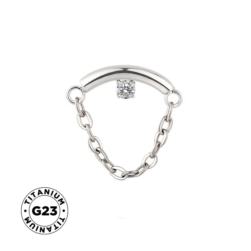 Titanium ring chain dangle jewelry featuring a sleek, modern design with interconnected rings and dangling accents.