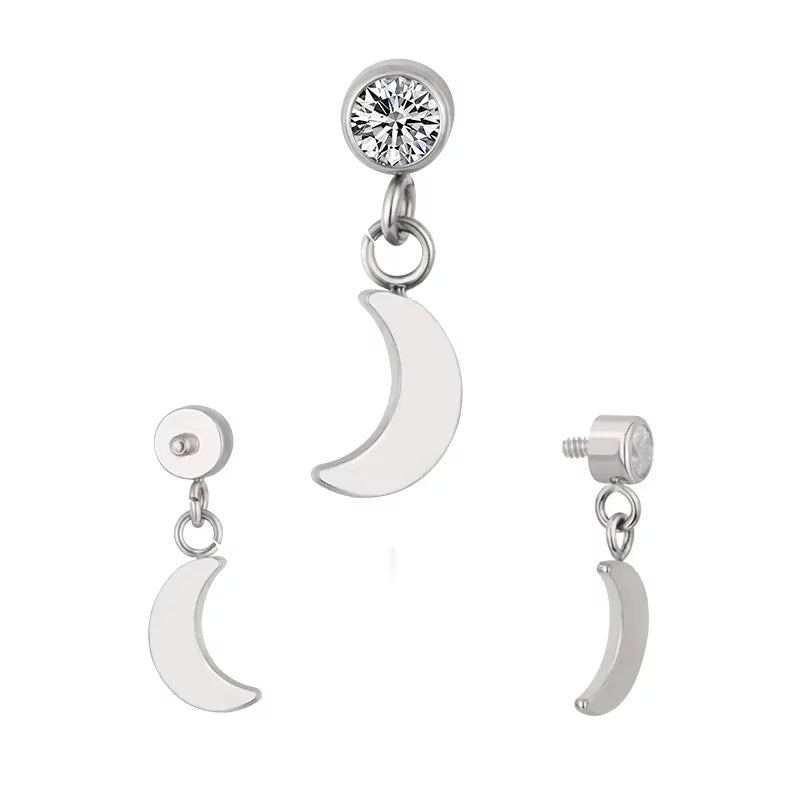 Elegant titanium ring featuring a moon design, crafted by BVShop, showcasing a sleek, modern jewelry piece with celestial detailing.