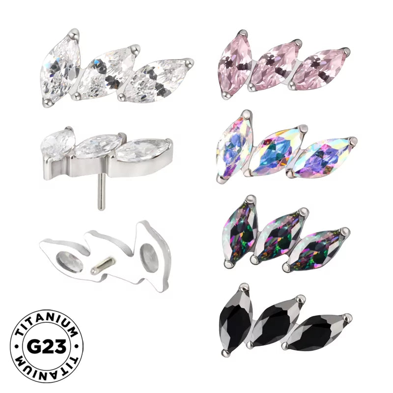 Titanium ring tips with 3 prongs and curved fan design, used for nail art and professional manicure applications.